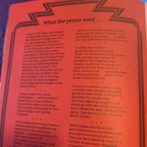 Singin' in the Rain Souvenir Book London Palladium 1983 Starring Tommy Steele - Picture 11 of 16